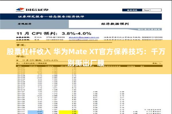 股票杠杆收入 华为Mate XT官方保养技巧：千万别撕出厂膜