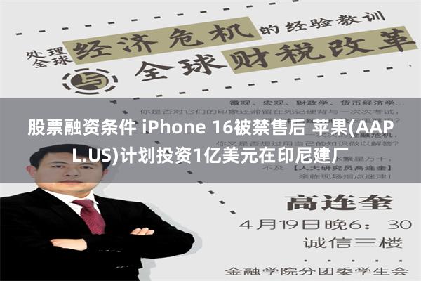 股票融资条件 iPhone 16被禁售后 苹果(AAPL.US)计划投资1亿美元在印尼建厂