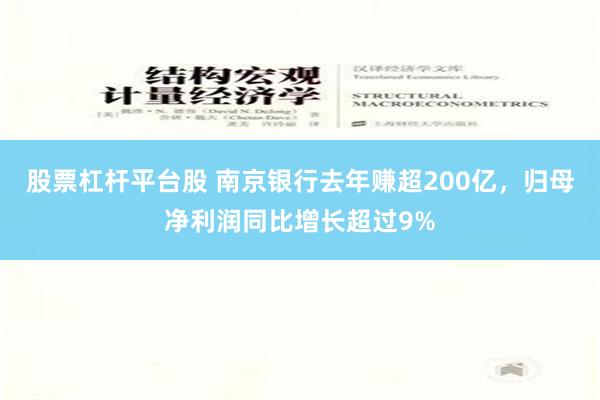 股票杠杆平台股 南京银行去年赚超200亿，归母净利润同比增长超过9%